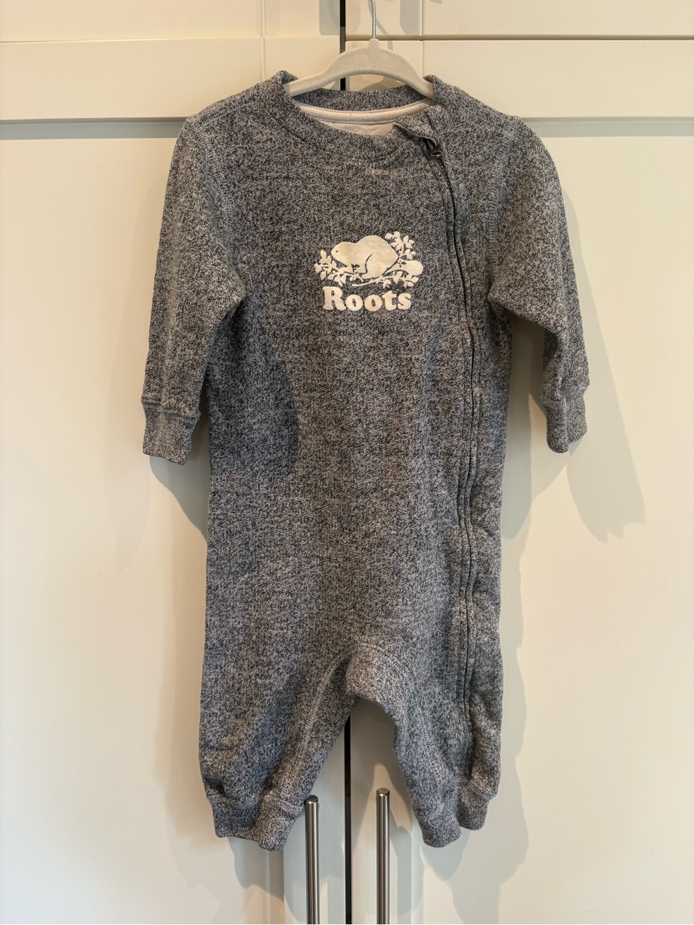 Baby Organic Original Cooper Beaver Romper Salt & Pepper Gray 12-18 months